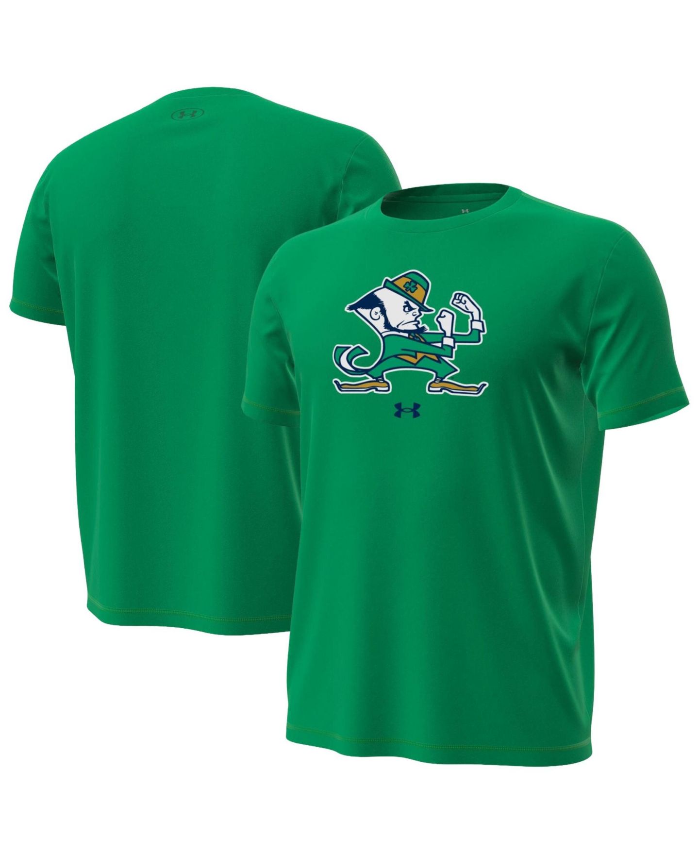 Мужская футболка Under Armour Kelly Green Notre Dame Fighting Irish Leprechaun Tech Stretch — фото 1