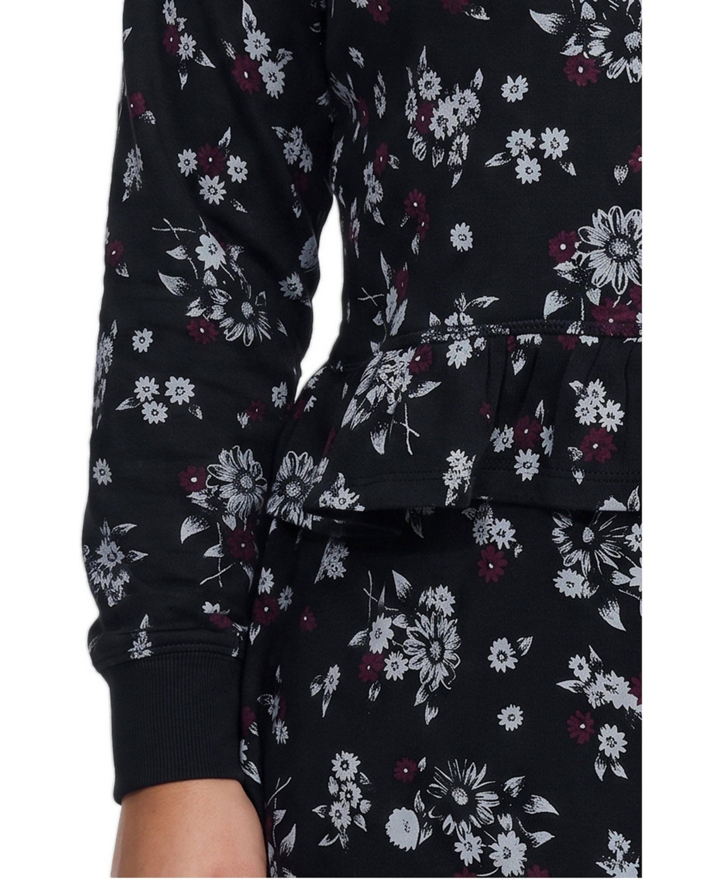 Женский свитер Torrid Plus Size LoveSick Cropped Ruffle-Hem Pullover, цвет: С принтом чёрный — фото 2