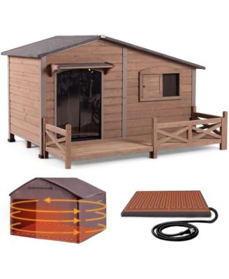60.4 inch Extra Large Outdoor Heated Dog House with Metal Frame Large Dog House