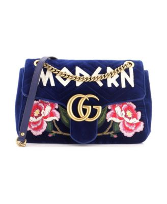 Medium GG Marmont Flap Bag Embroidered Matelasse Velvet