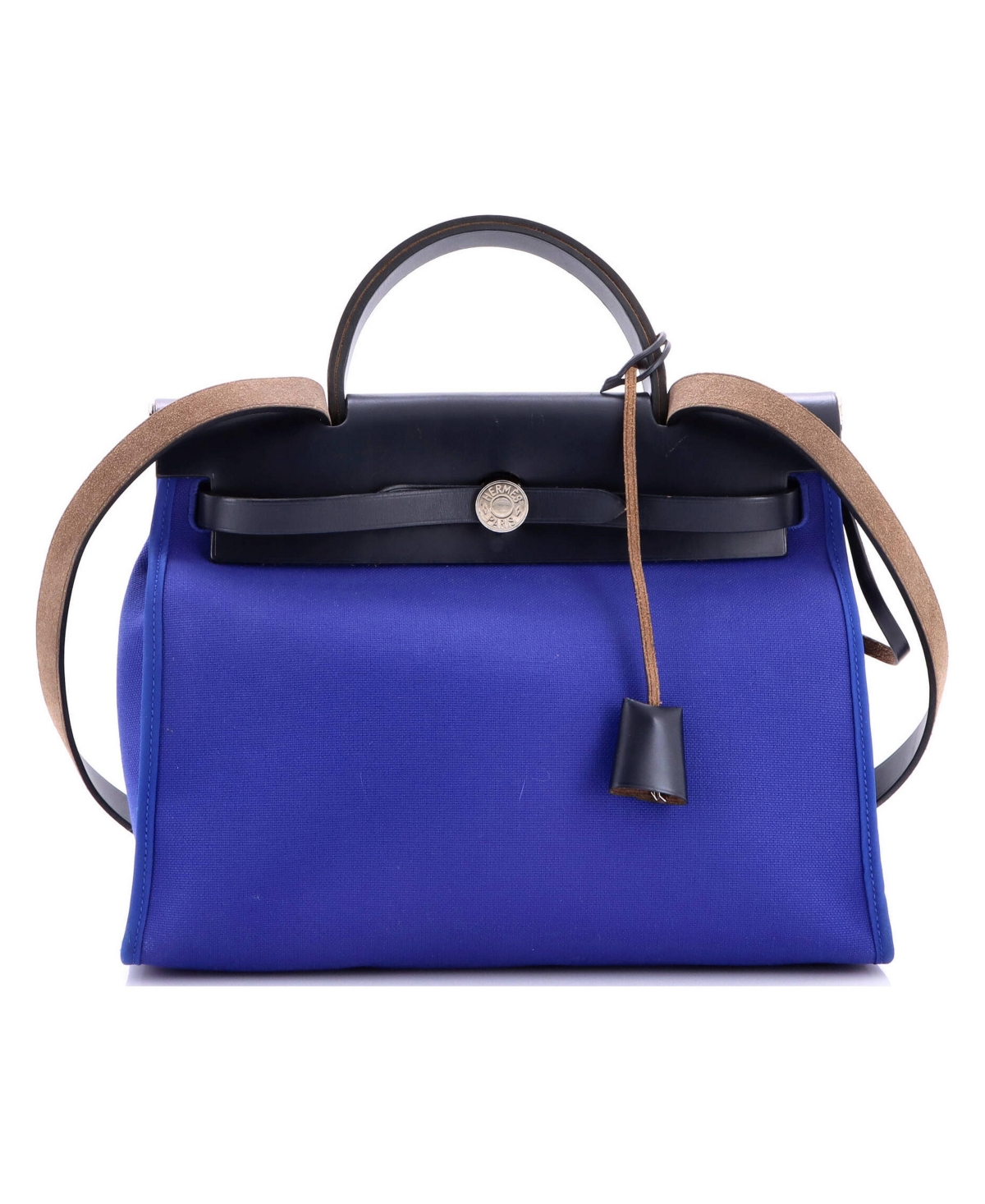 Pre-Owned Hermes 31 Herbag Zip Leather and Toile - Blue