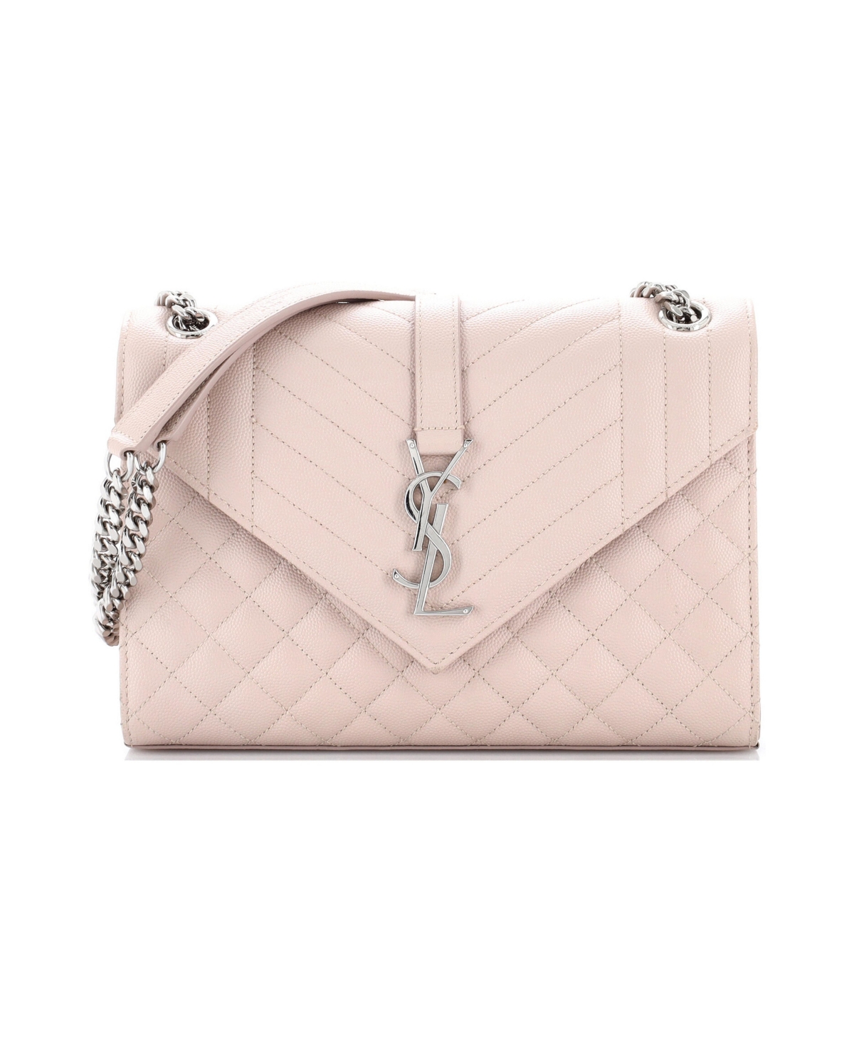 Pre-Owned Saint Laurent Medium Classic Monogram Envelope Satchel Mixed Matelasse Leather - Natural