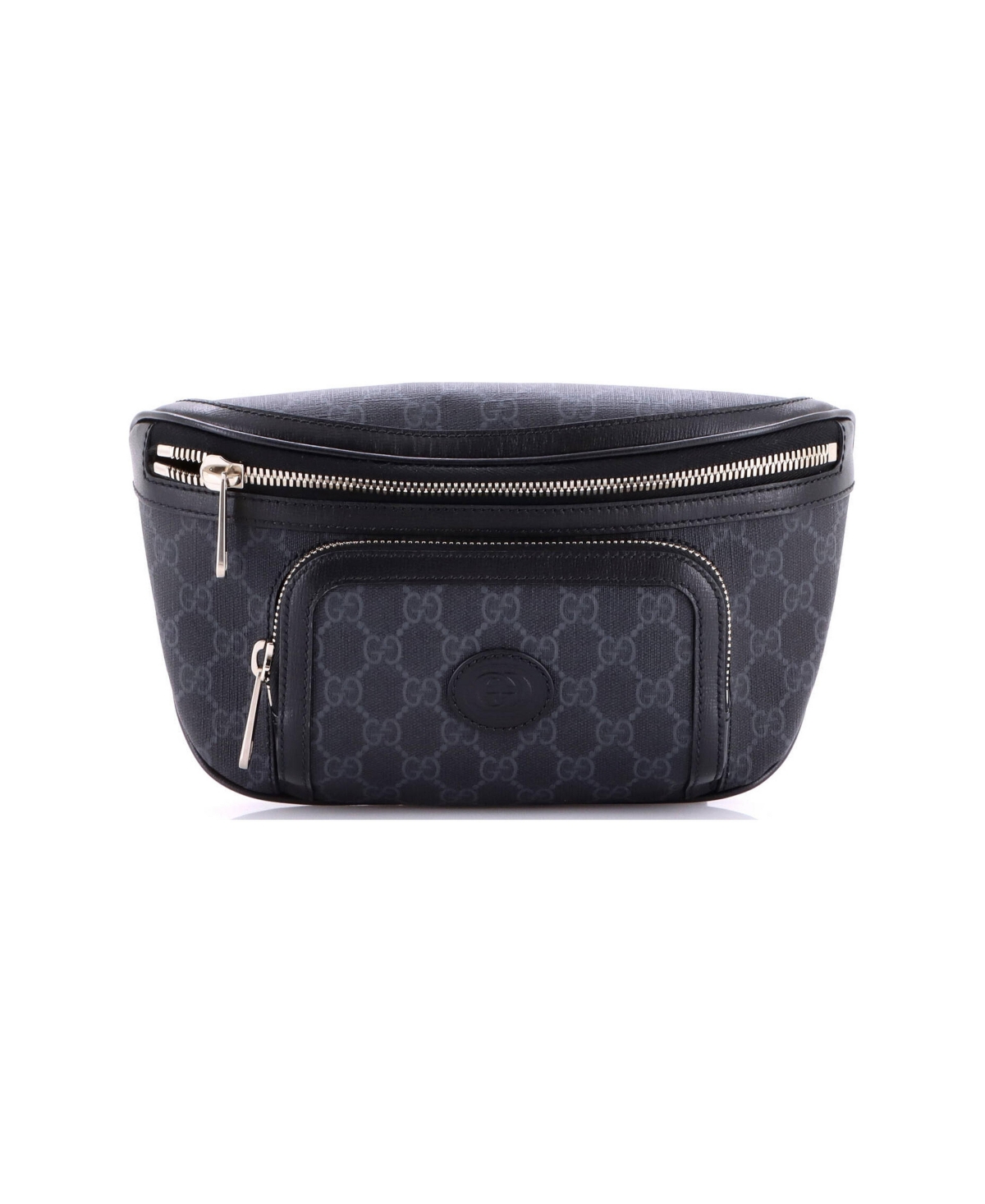 Pre-Owned Gucci Large Interlocking G Patch Belt Bag Gg Coated Canvas - Black
