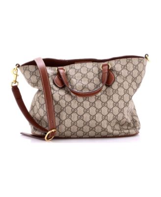 Small Convertible Soft Tote GG Coated Canvas with Leather