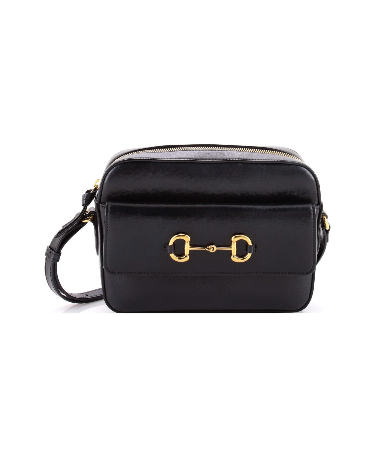 Pre-Owned Gucci Small Horsebit 1955 Flap Pocket Camera Bag Leather - Black