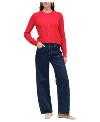 Women's Basics Wool-Cashmere Blend Crewneck Long-Sleeve Cardigan