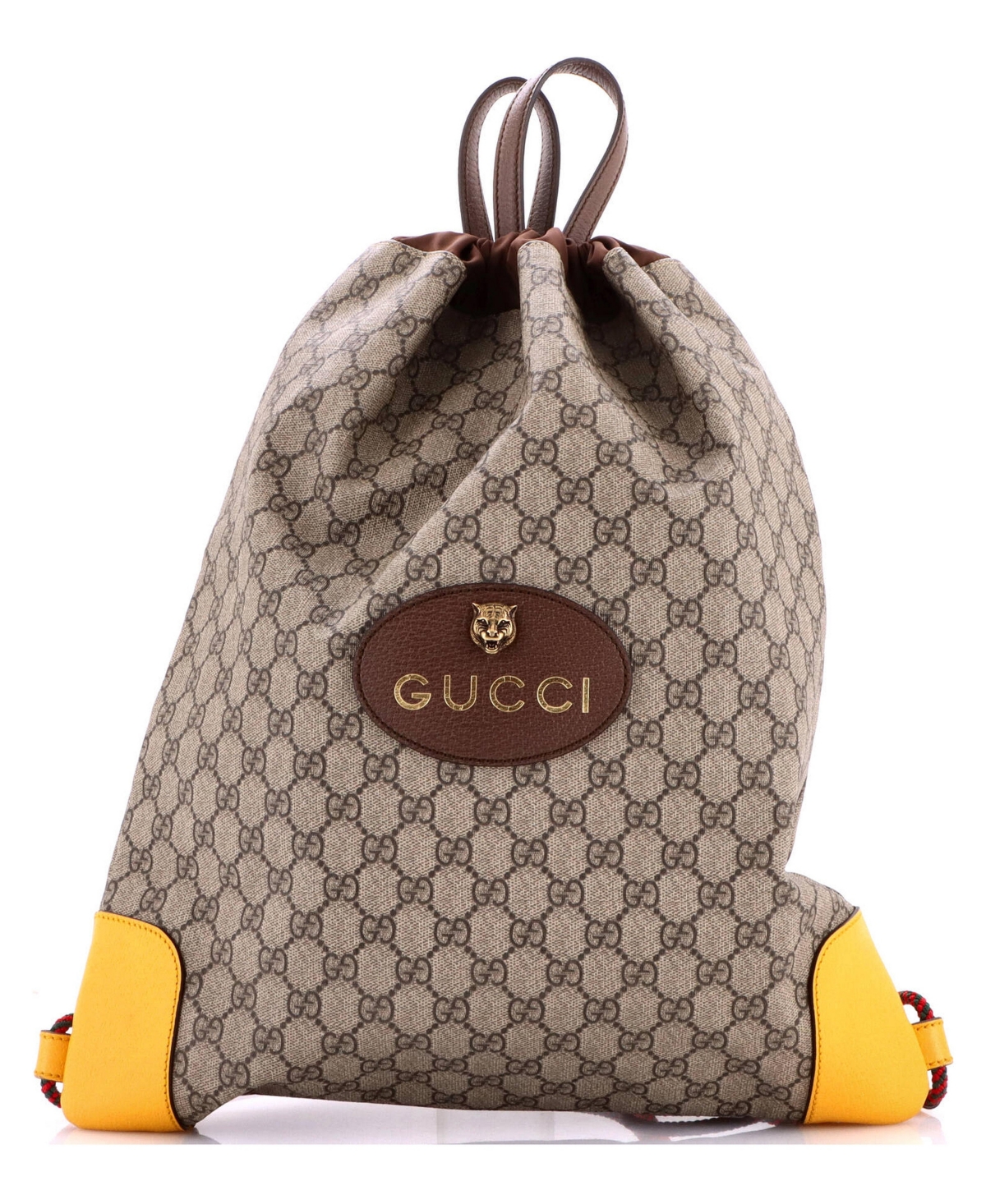 Pre-Owned Gucci Large Neo Vintage Drawstring Backpack Gg Coated Canvas - Brown