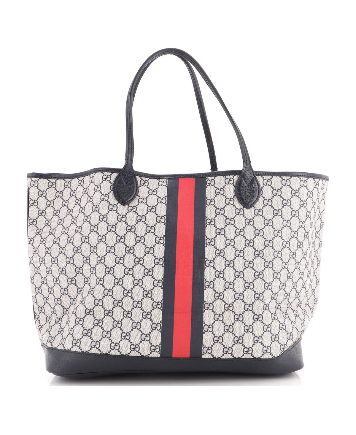 Pre-Owned Gucci Large Ophidia Open Shopping Tote Gg Coated Canvas - Black