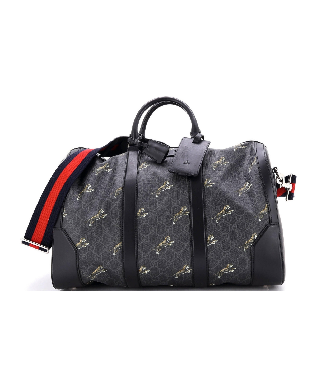 Pre-Owned Gucci Medium Convertible Duffle Bag Printed Gg Coated Canvas - Black