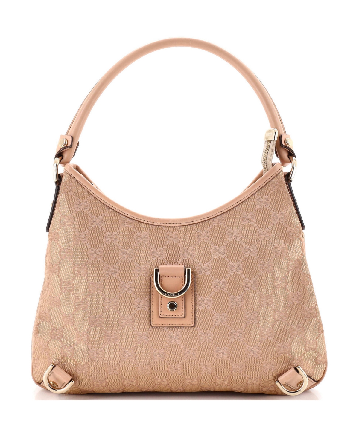 Pre-Owned Gucci Medium Abbey D-Ring Hobo Gg Canvas with Leather - Natural