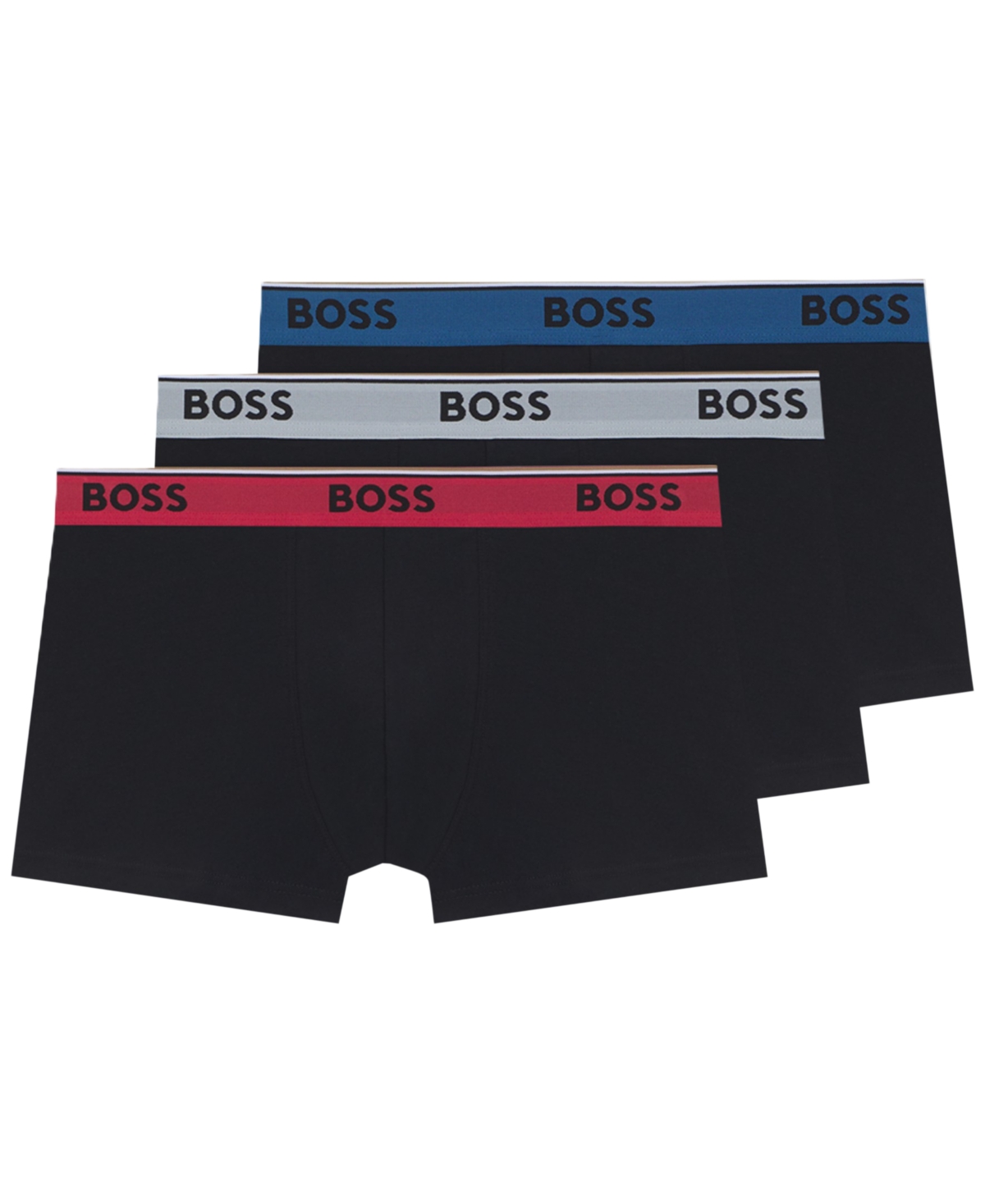 Hugo Boss Men's Power Stretch Logo-Waistband Trunks, 3-Pack - Black