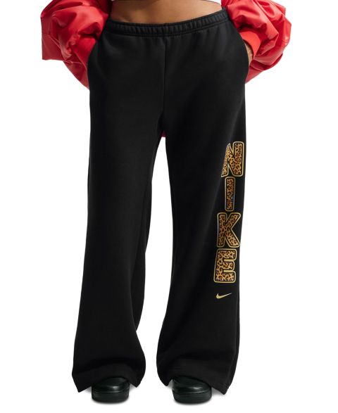 Женские брюки Nike Studio Fleece Mid-Rise Wide-Leg, цвет: Чёрный