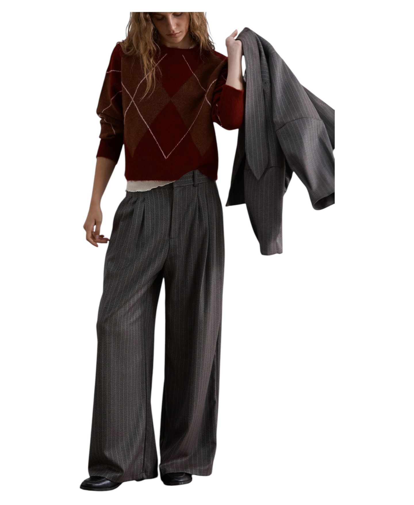 Женские брюки Scalpers Pistripe Pleated, цвет: Серо-коричневый — фото 2