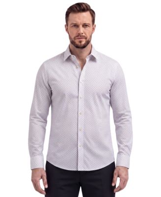 Men's Regular-Fit Long-Sleeve Printed Four-Way Stretch Sport Shirt