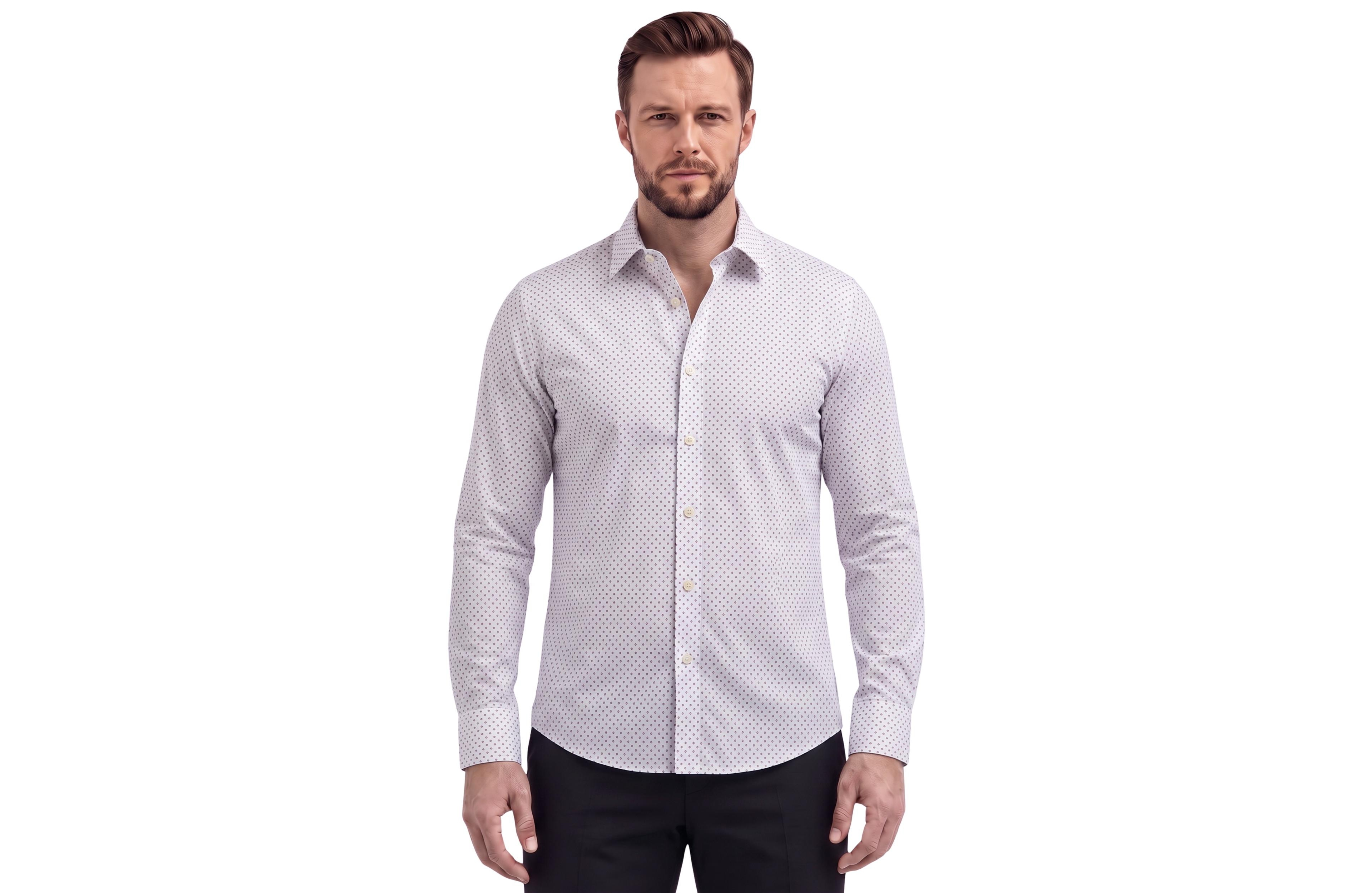 Report Collection Men's Regular-Fit Long-Sleeve Printed Four-Way Stretch Sport Shirt