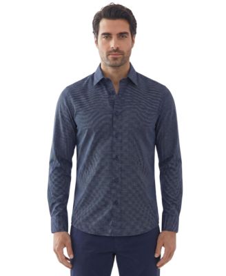 Men's Spread Collar Long-Sleeve Printed Sport Shirt