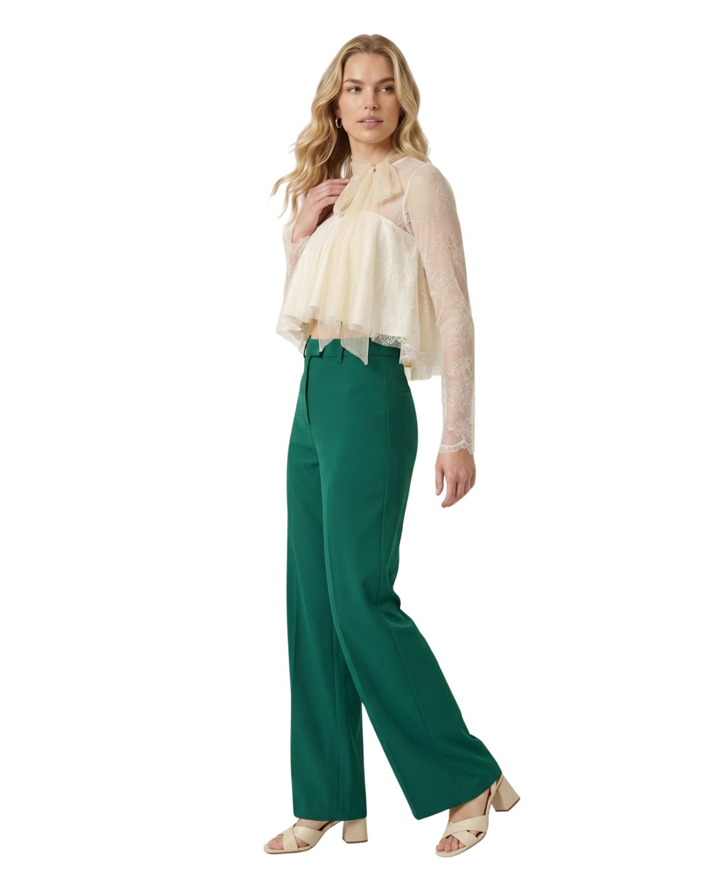 Женский топ Modenaire Lace Long-Sleeve Crop, цвет: Бежевый — фото 6
