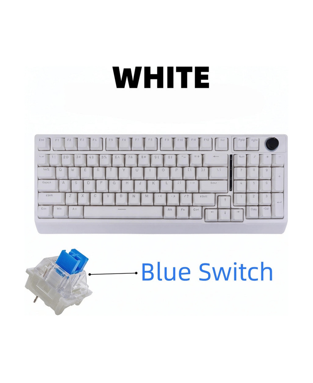 memzuoix KL98 Hot-Swappable Blue Mechanical Switches Keyboard for Pc/Mac - White