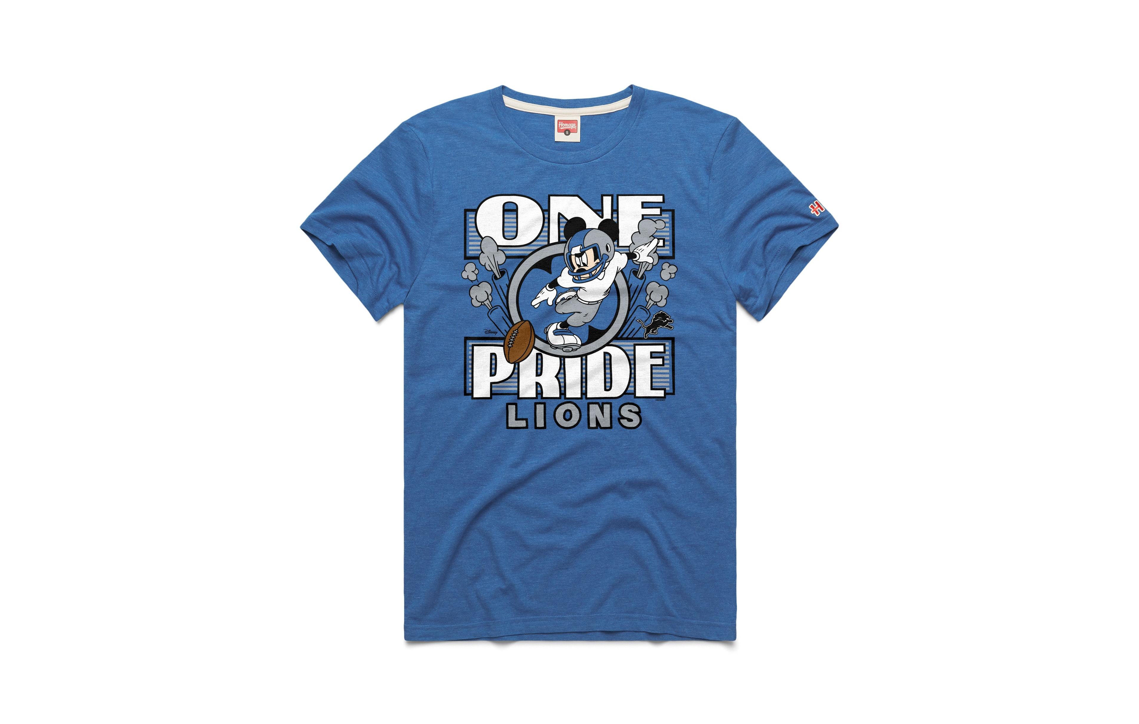 Homage Men's and Women's Royal Detroit Lions Mickey T-shirt