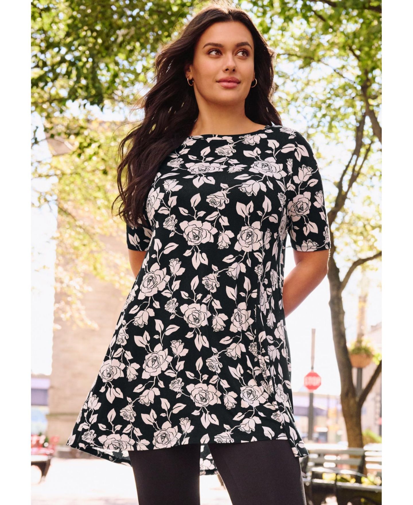 Женский топ Avenue Boatneck Swing Tunic, цвет: Чёрный — фото 3