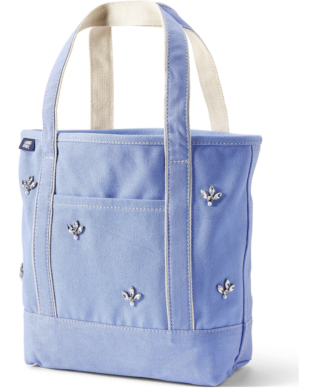Lands' End Medium Applique Open Top Canvas Tote - Clear blue sky