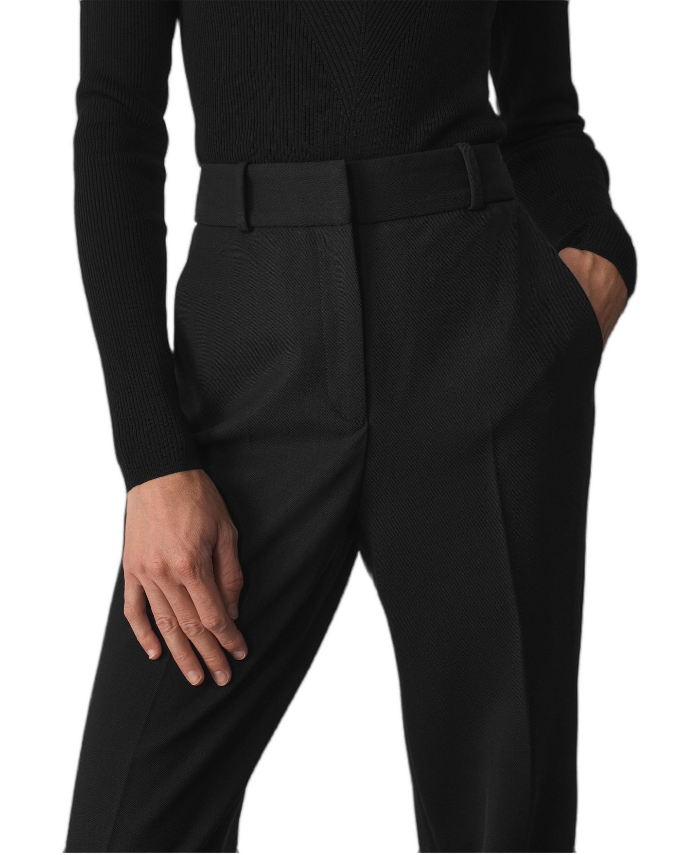 Женские брюки The Fold Alzira High-Waisted, Wide-Leg, Tailored, цвет: Чёрный — фото 2