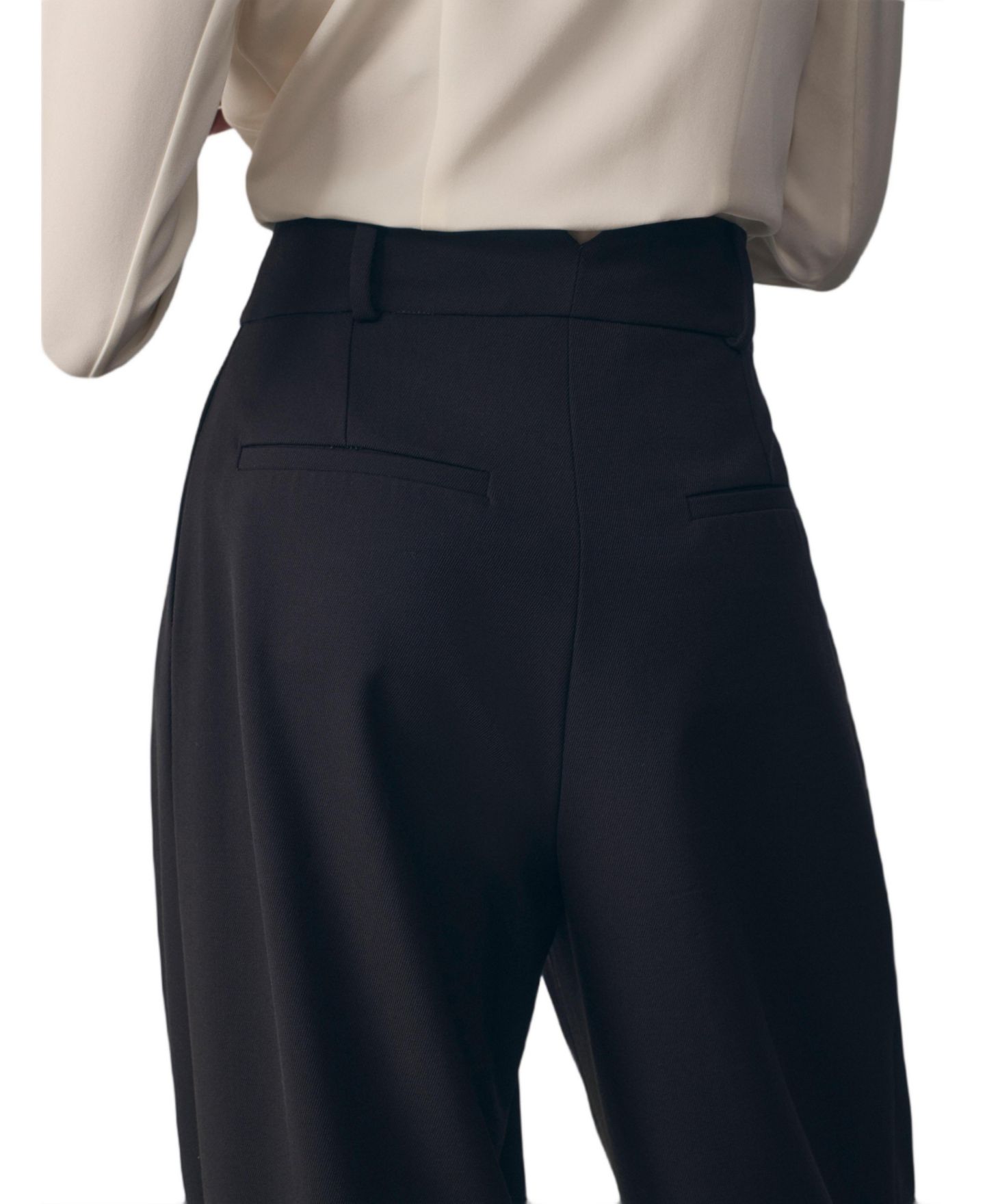 Женские брюки The Fold Cortona Pleated High-Waisted Wide-Leg Wool-Blend, цвет: Тёмно-синий — фото 6