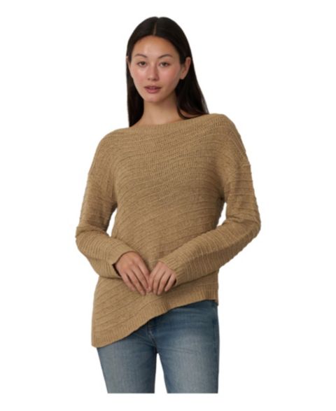 Женский свитер Cable & Gauge Boat Neck Asymmetrical Hem Long-Sleeve, цвет: Cornstalk