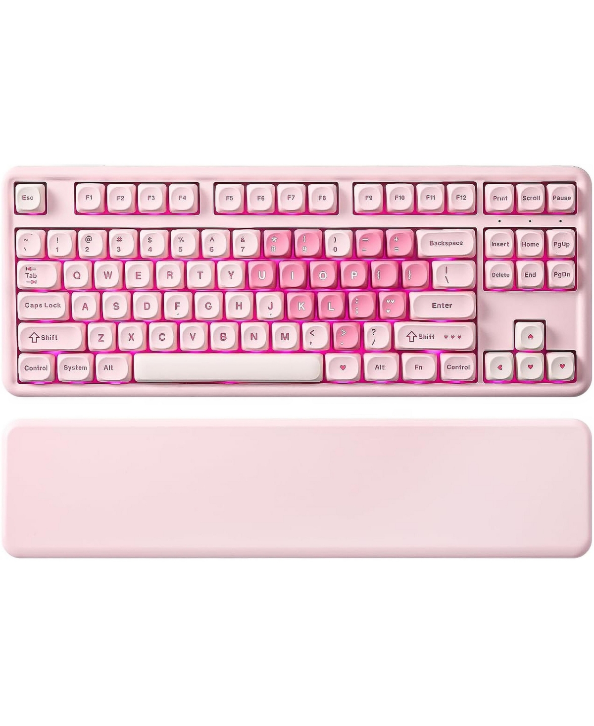 memzuoix B87 Linear Wireless Mechanical Tenkeyless Keyboard Compatible with 3-pin or 5-pin Mechanical Switches - Pink