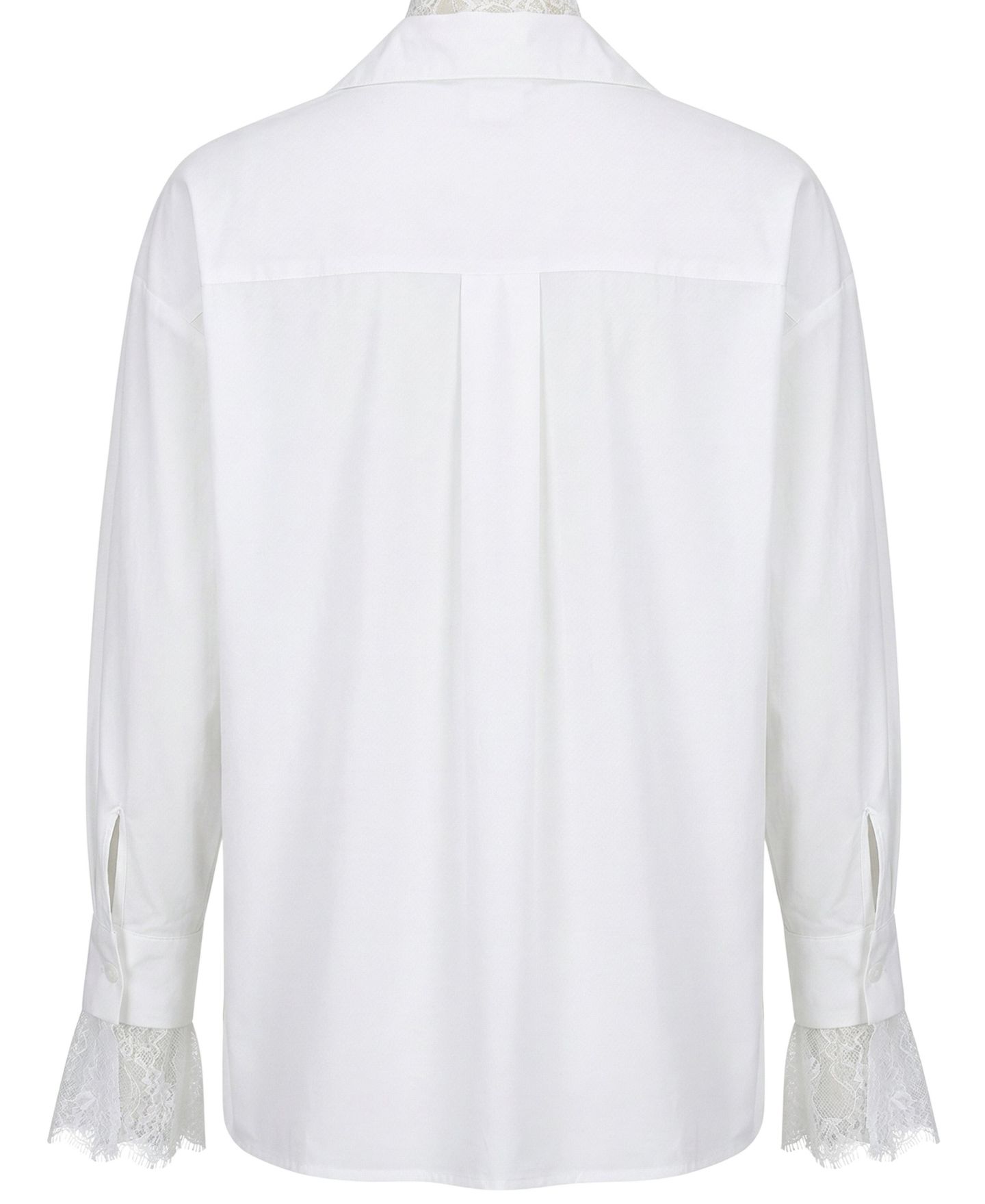 Женская блузка Modenaire Lace Trim Collared V-Neck Popover, цвет: Белый — фото 8