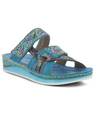 Caiman Hand-Painted Floral-Embossed Sandals