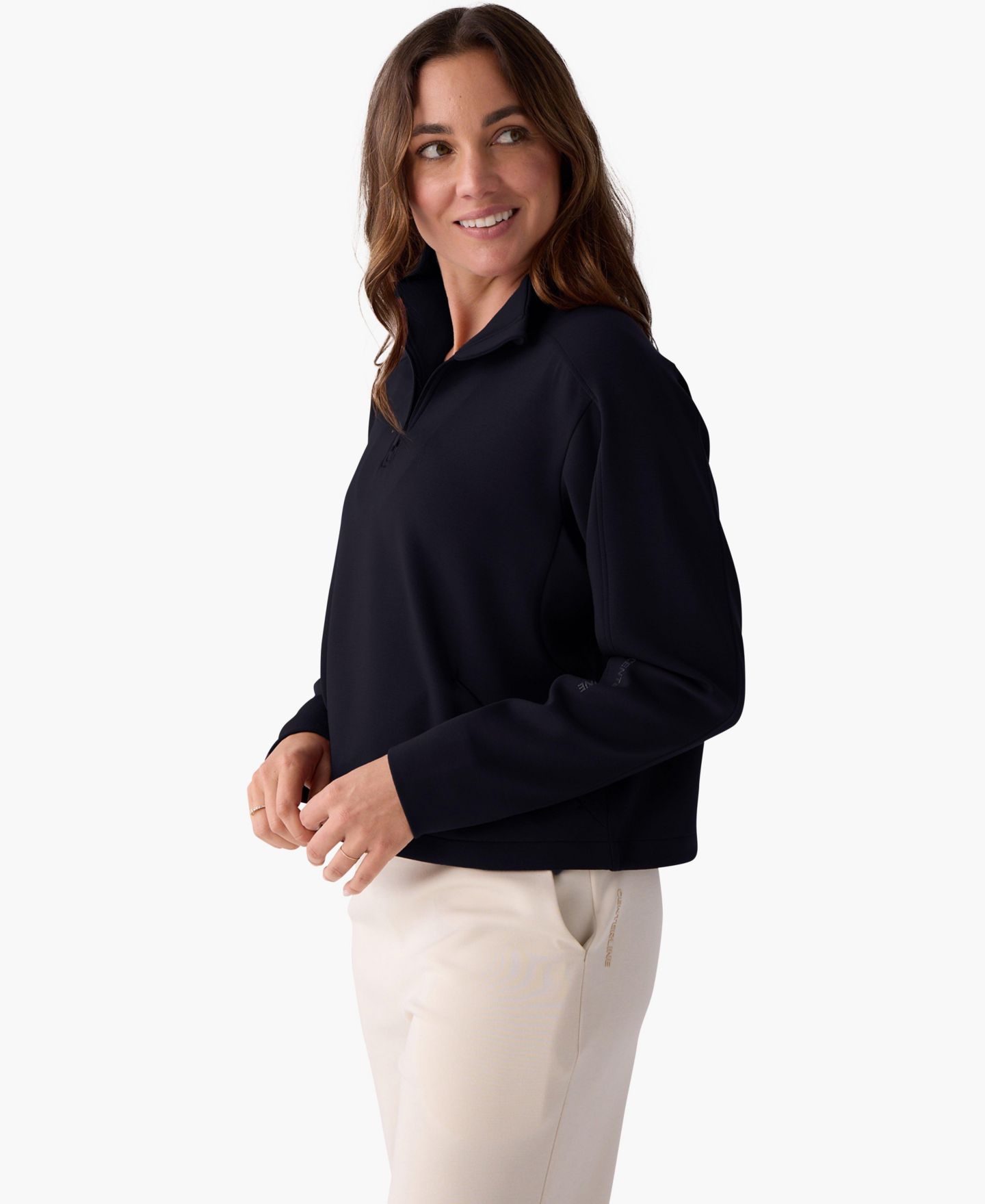Женская толстовка Centerline Athletics Apres Quarter-Zip Mock-Neck, цвет: Чёрный — фото 3
