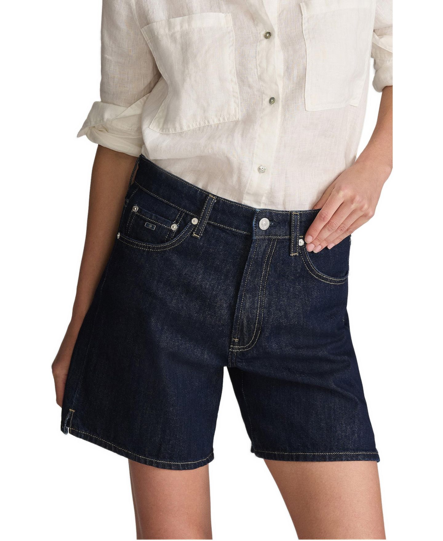 Женские шорты Mavi Jeans Siena High-Waisted Wide-Leg Denim, 7" Inseam, цвет: Джинсовый — фото 2