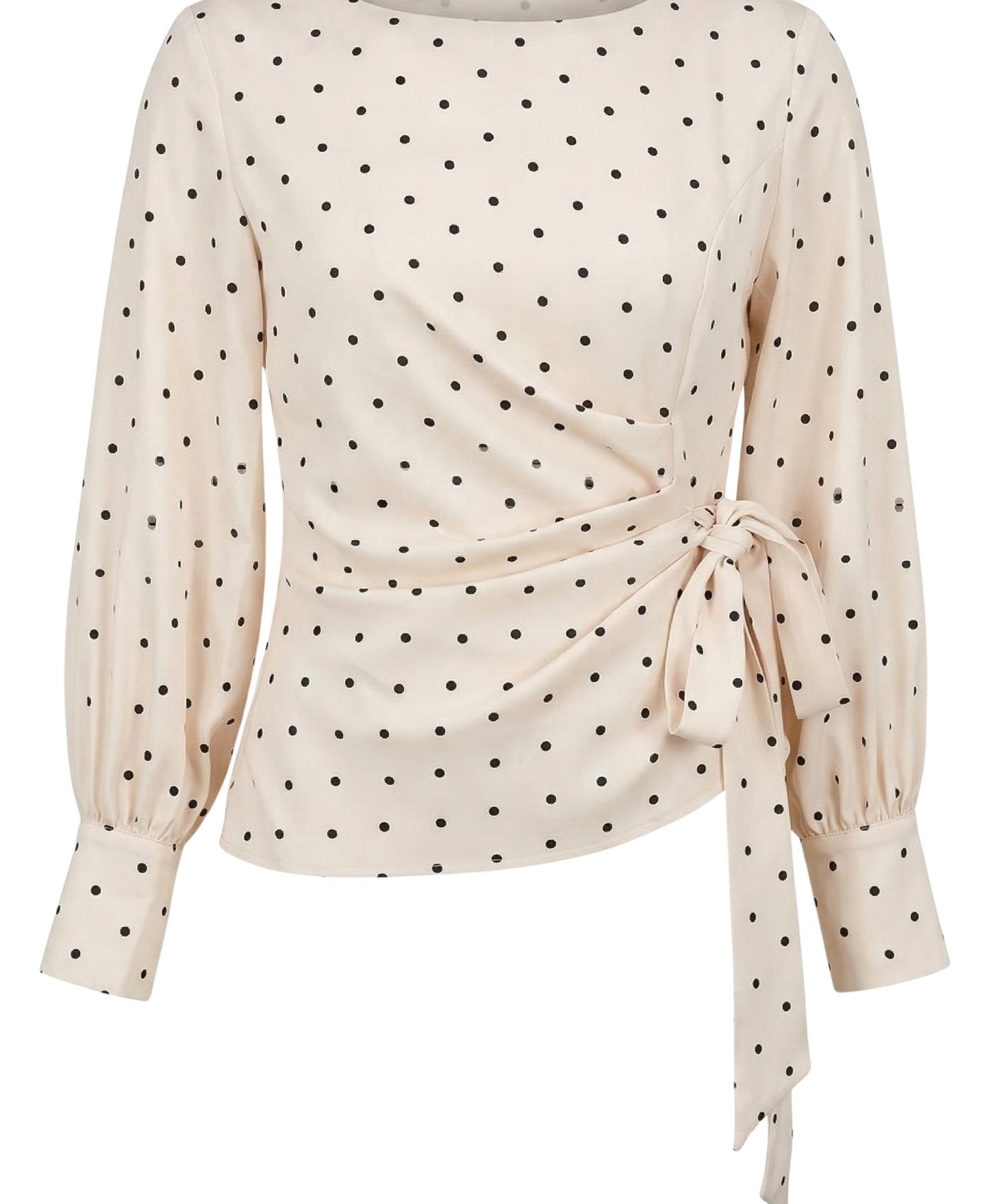 Женский топ Modenaire Polka Dot Wrap Side-Tie Boat Neck Long-Sleeve — фото 4
