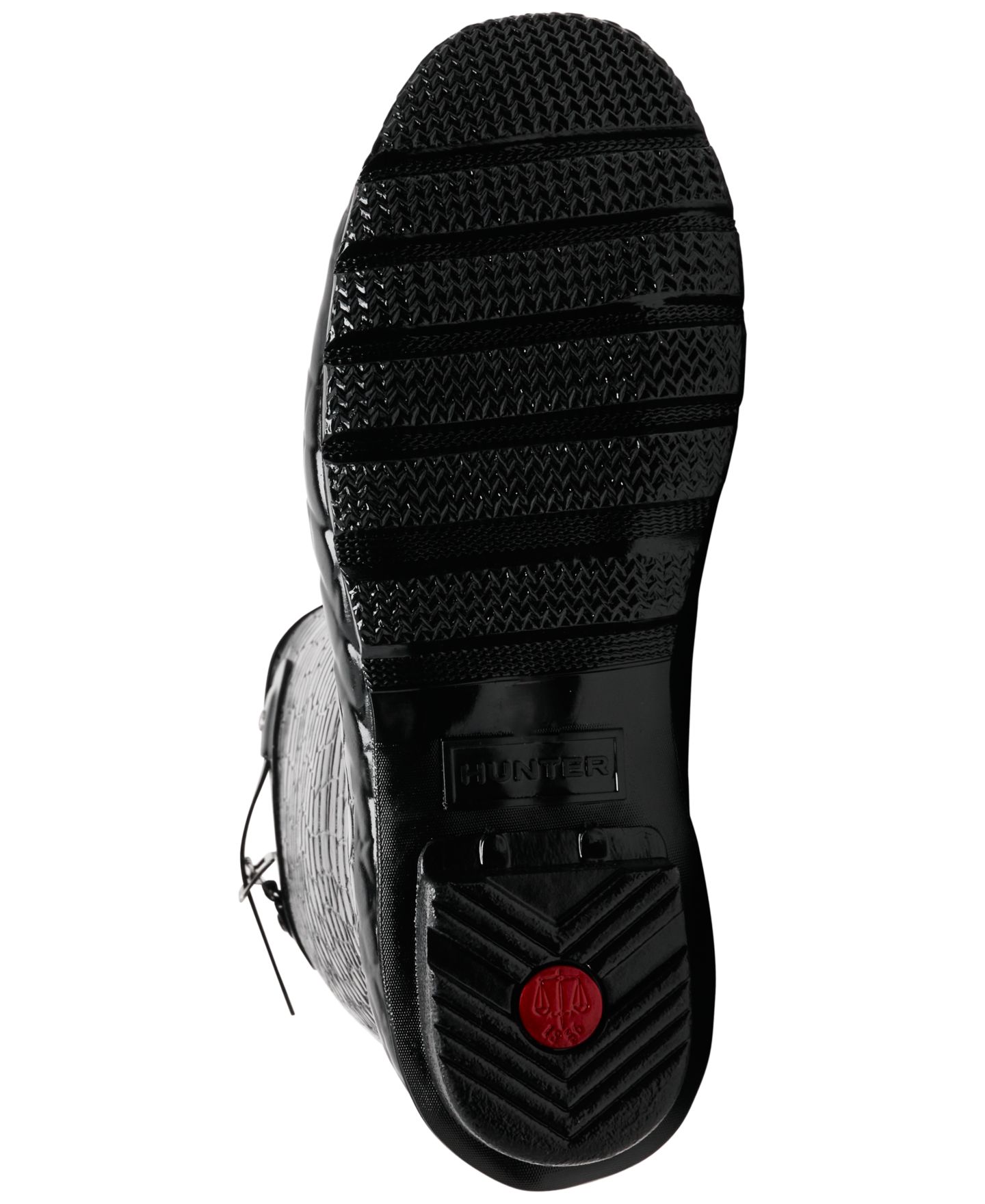 Женские ботинки Hunter Original Tall Gloss Crocodile Waterproof Rain, цвет: Чёрный с принтом — фото 6