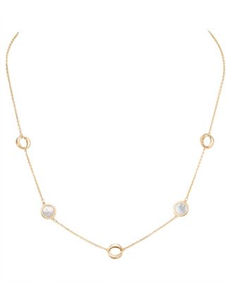 Mother of Pearl Circle Pendant Necklace (8mm) in 10k Yellow Gold