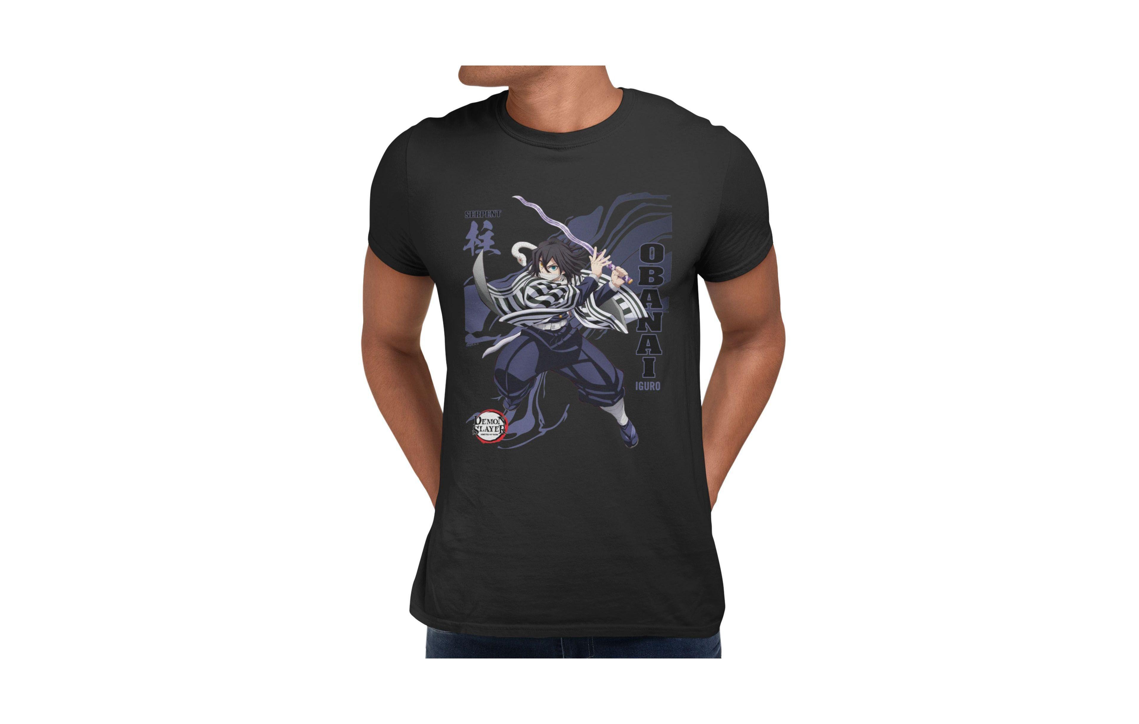 Demon Slayer Men's Infinity Castle Obanai Serpent Hashira Graphic Crewneck T-Shirt
