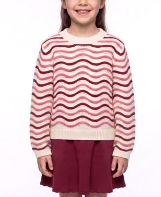 Girls' 4-16 Pointel Crewneck Sweater