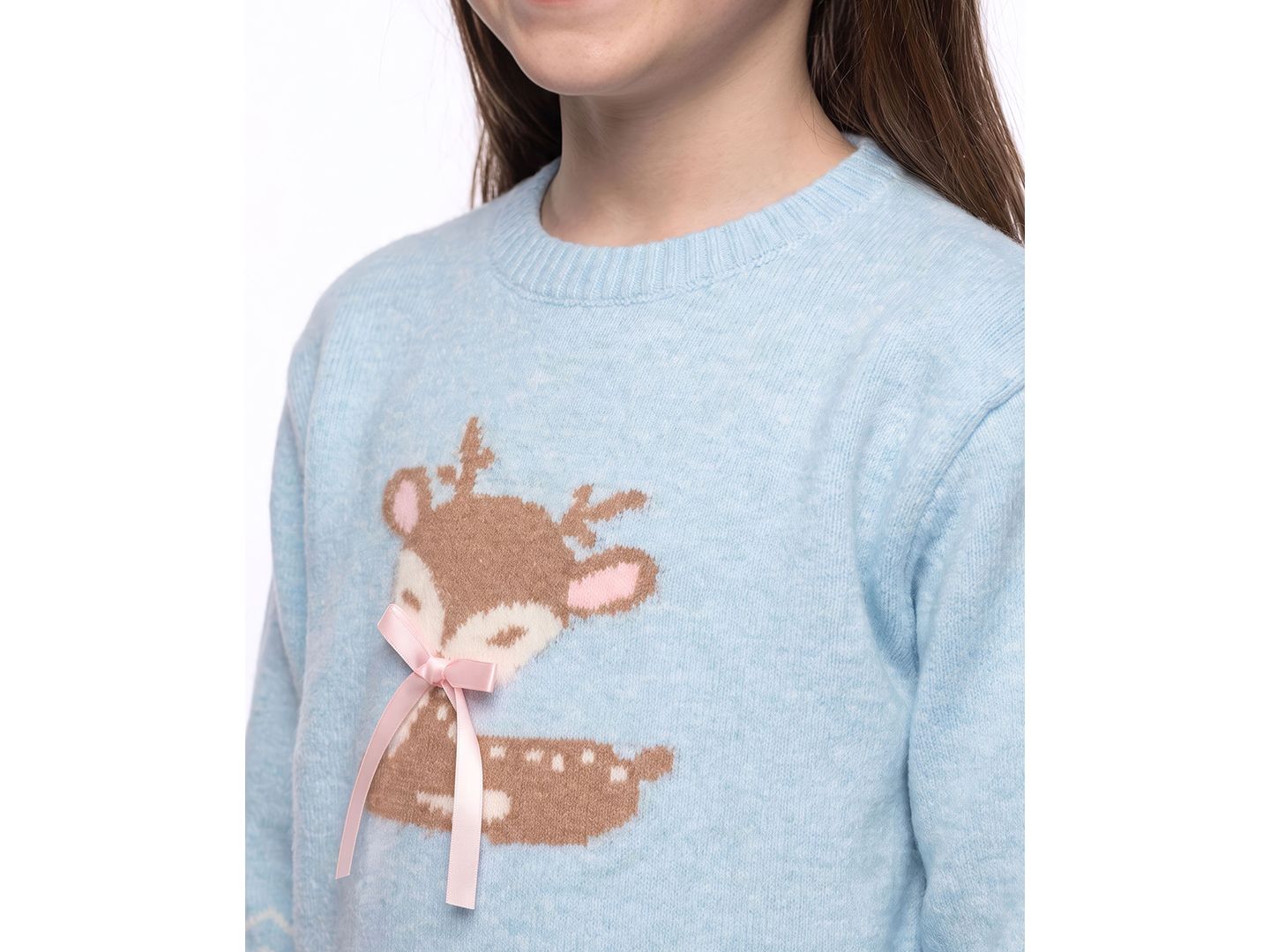 Свитер CeCe Reindeer Crewneck Long-Sleeve для девочек, цвет: Средний синий — фото 3