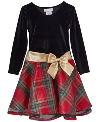 Little Girls' 5-6X Long-Sleeve Fit-and-Flare Holiday Dress