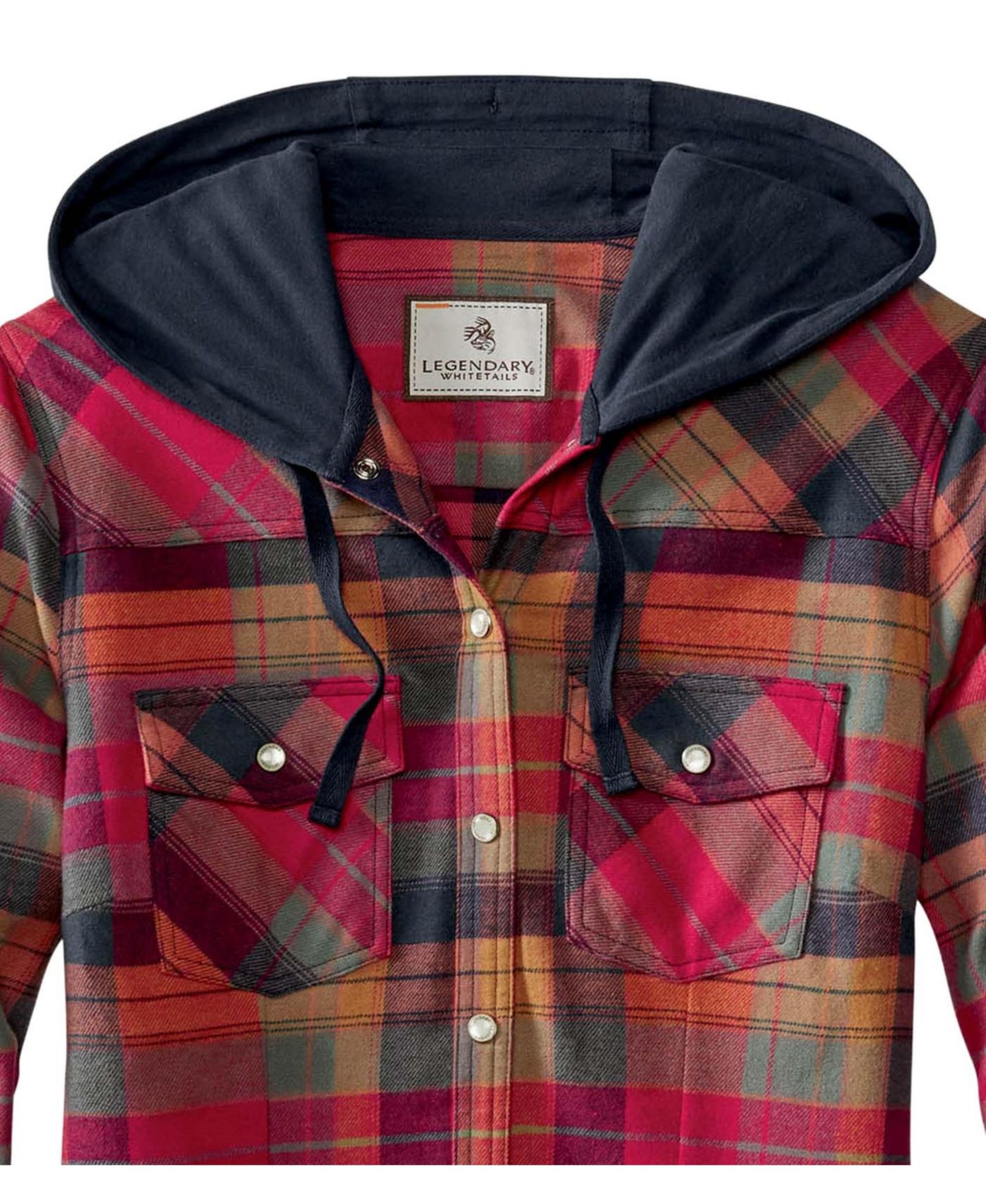 Женская рубашка Legendary Whitetails Lumber Jane Plaid Hooded Long-Sleeve Button-Up, цвет: Клетчатый, вариант 1 — фото 6