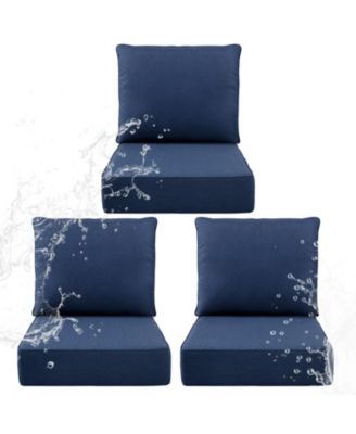 6" Thick 24 x 24 in Outdoor Chair Cushions Set, Waterproof Fade-Resistant Deep Seat Cushions, Seat and Backrest