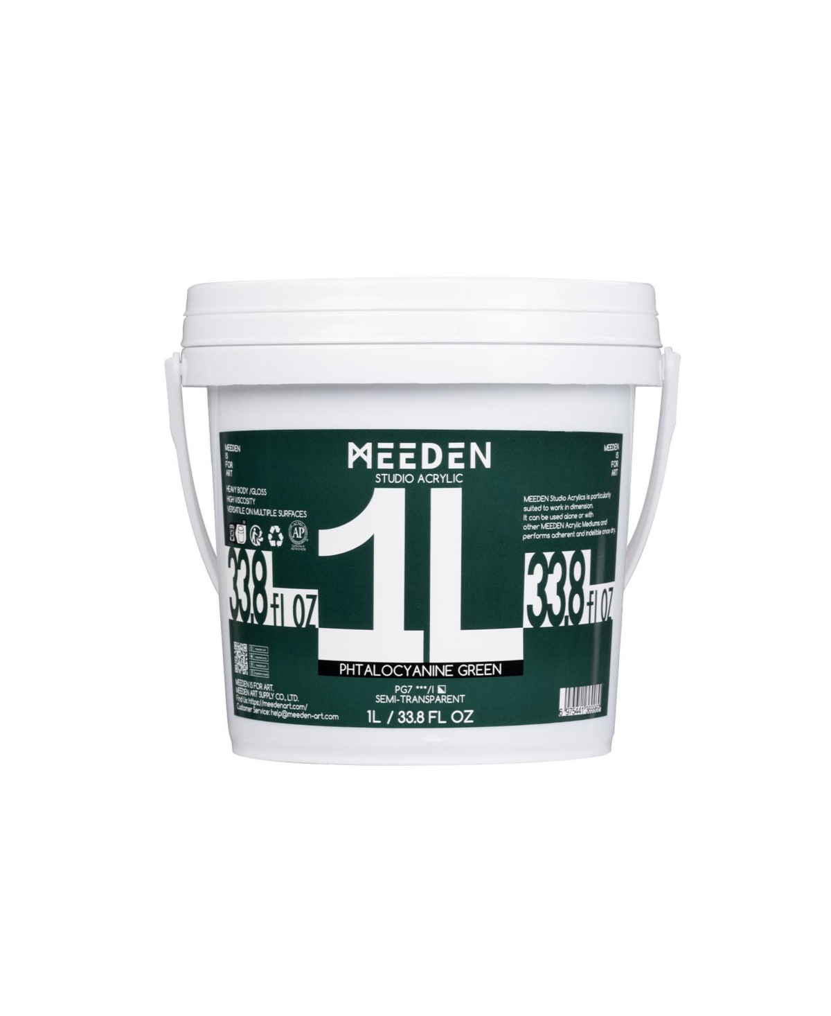 Meeden Phtalocyanine Green Acrylic Paint: 1 Liter /33.8 Ounces Heavy Body Gloss Non-Toxic - Art Paints for Canvas, Wood, Craft Painting - Green