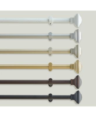 Florence 1-Inch Adjustable Decorative Single Curtain Rod with Stacked Square Finials