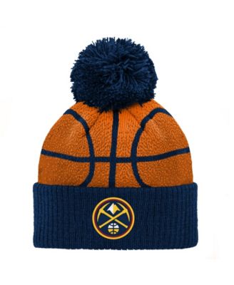 Baby Boys' and Girls' Navy Denver Nuggets Basketball Head Cuffed Knit with pom Hat