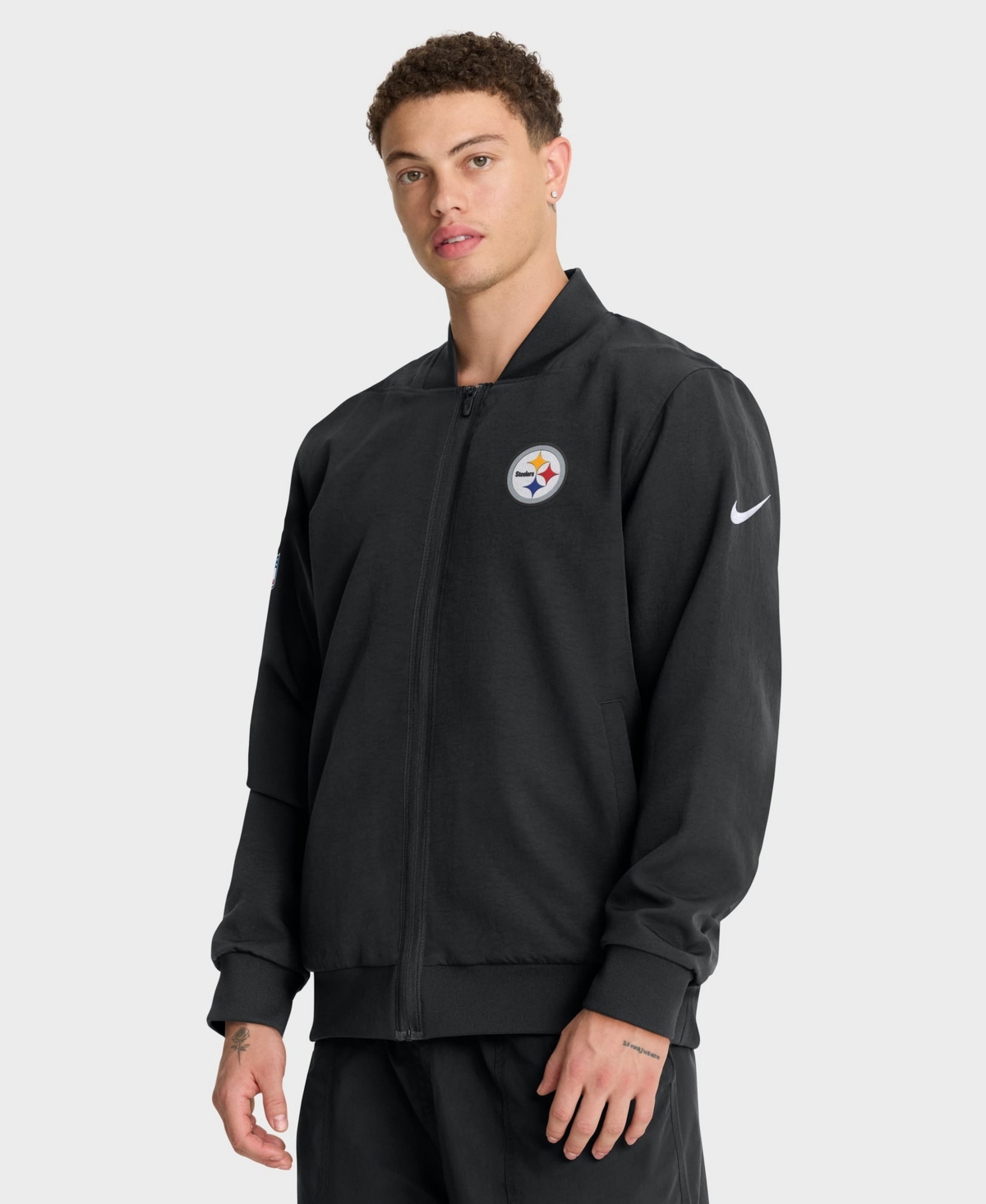 Nike Men's Black Pittsburgh Steelers Sideline Powerful Blocking Full-Zip Dri-fit Bomber Jacket - Black