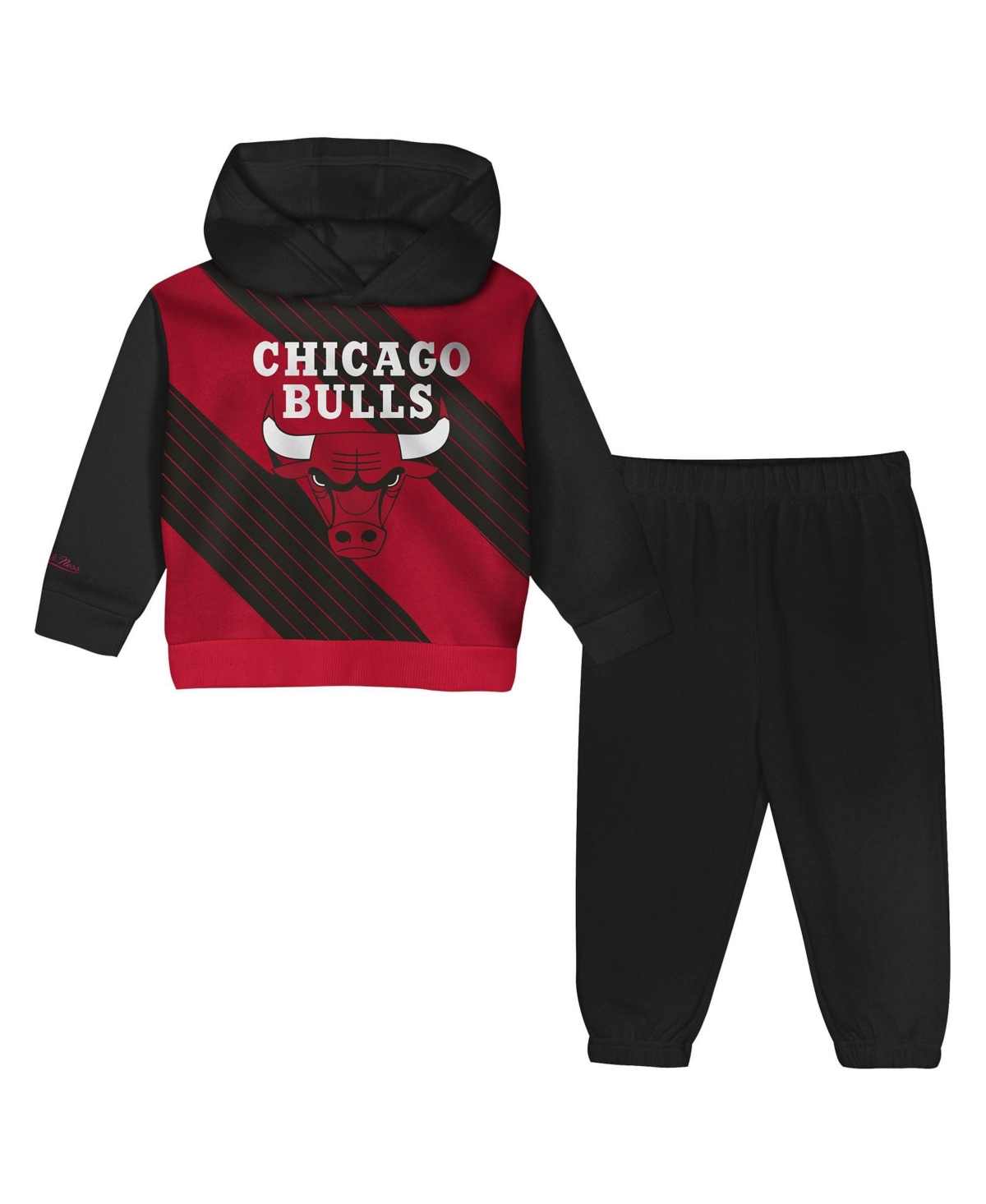 Mitchell & Ness Toddler Black/Red Chicago Bulls Big Face Oversized Pullover Hoodie & Pants Set - Black, Red