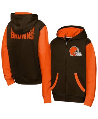 Big Boys' and Girls' Brown Cleveland Browns Stadium Color block Full-Zip Hoodie
