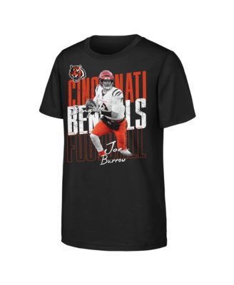 Big Boys' and Girls' Joe Burrow Black Cincinnati Bengals Legendary Player Card T-Shirt
