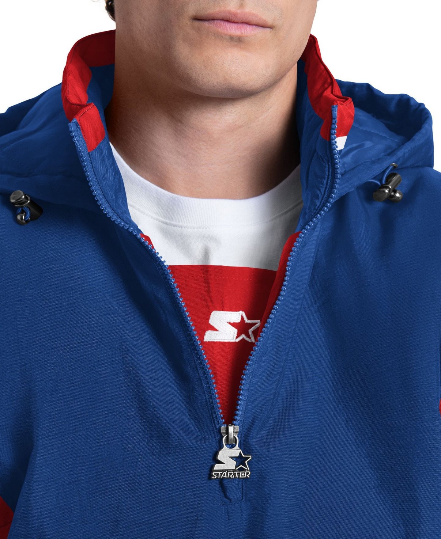 Мужское худи Starter Royal New England Patriots The Throwback Retro Logo Half-Zip Hooded — фото 4